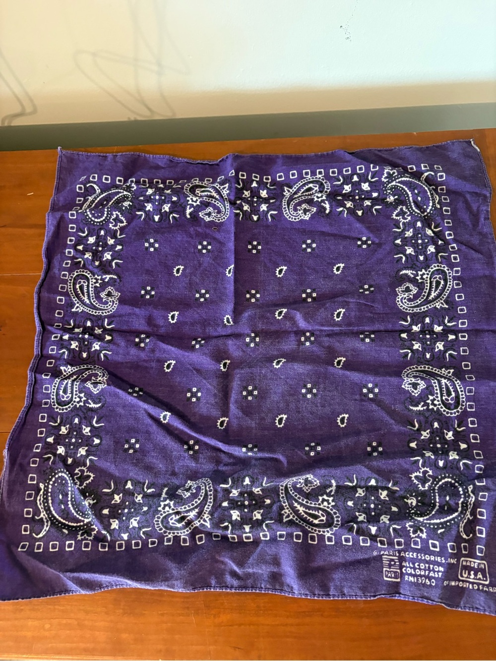 Purple Paisley Bandana Vintage USA Made Cotton 21 Inch Western Scarf